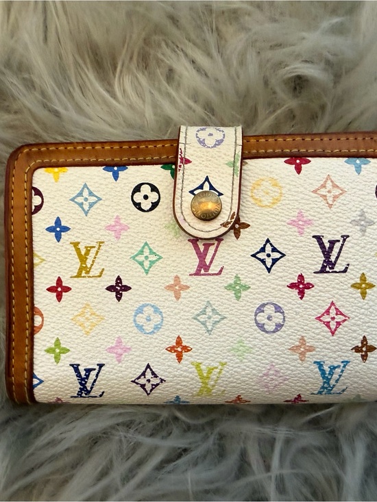 Louis Vuitton Handbags - Louis Vuitton Multicolor Monogram White Canvas Wallet with Brown Trim